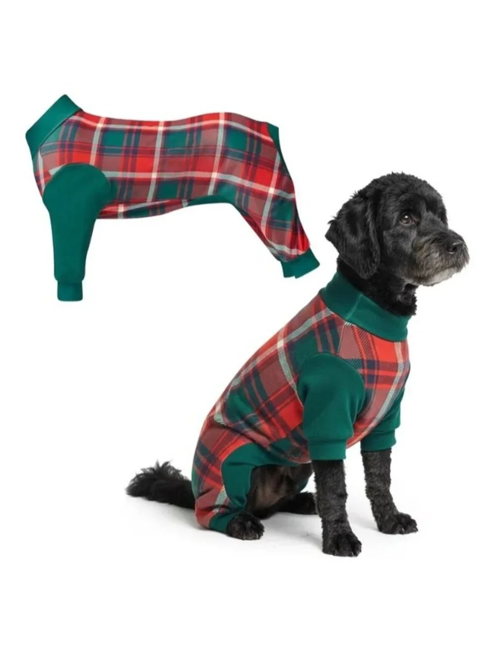 Spark Paws 3 XL Christmas Pajama Dogs Ultra-Soft 4-Way Stretch Green & Red Plaid